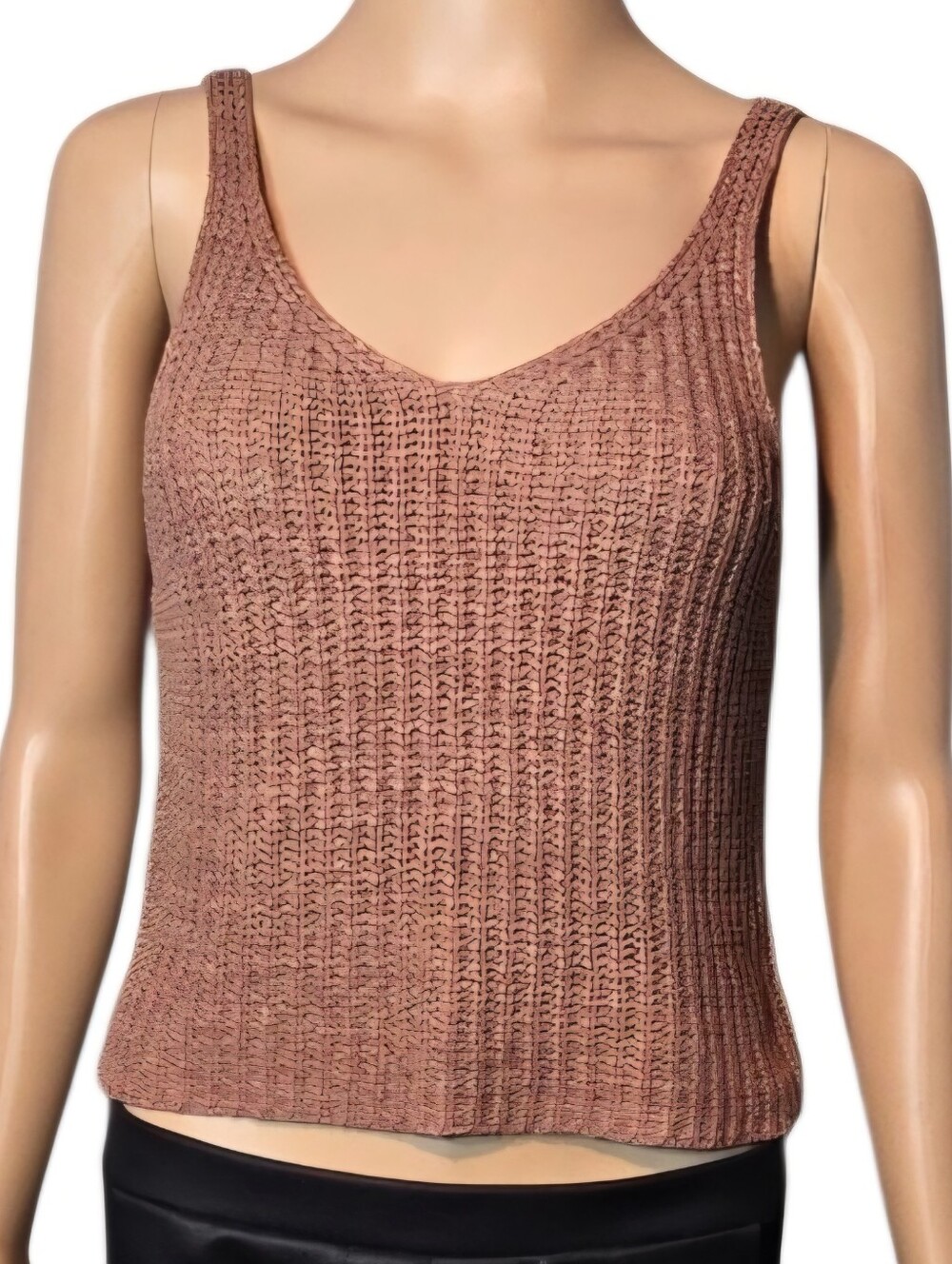 8 Red Butterflies Shirt Knit Top Sleeveless Brown Womens Size Small